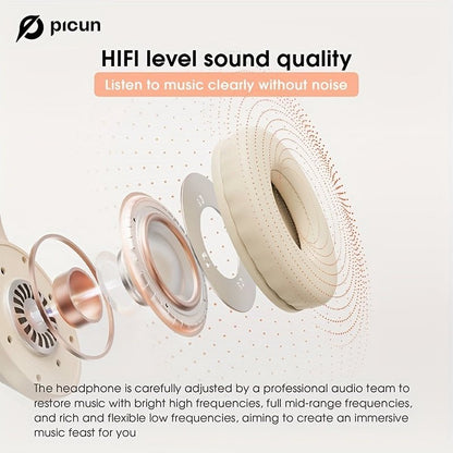 Picun B - 01S Wireless Headphones, HD Stereo Sound Over Ear Headphones With Built - in Microphones, Deep Bass 40 Hours Playtime, Headset HiFi Stereo Foldable Lightweight Headset, TF/For Cell Phone/PC/Home. - 𝐃𝐔𝐕𝐋𝐀𝐒𝐇𝐎𝐏