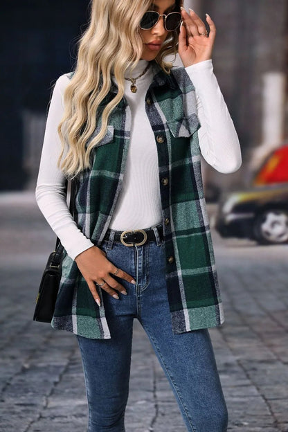 Plaid Button Up Vest Coat - 𝐃𝐔𝐕𝐋𝐀𝐒𝐇𝐎𝐏