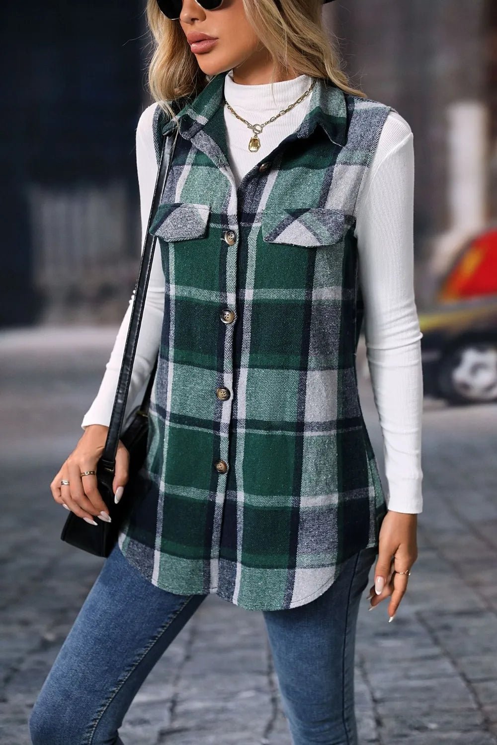 Plaid Button Up Vest Coat - 𝐃𝐔𝐕𝐋𝐀𝐒𝐇𝐎𝐏