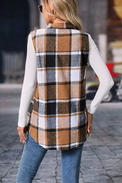Plaid Button Up Vest Coat - 𝐃𝐔𝐕𝐋𝐀𝐒𝐇𝐎𝐏