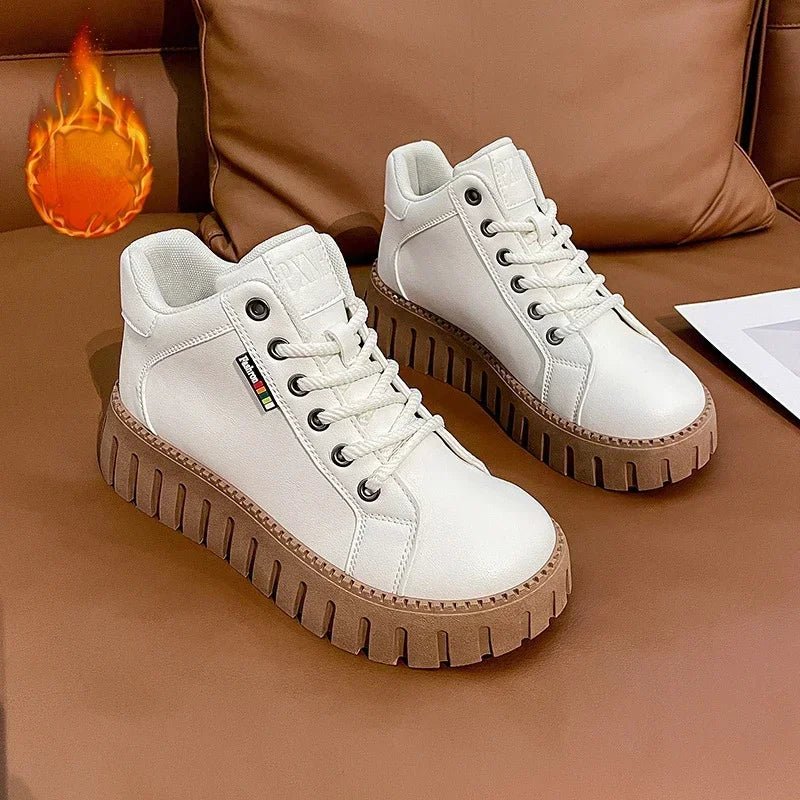 Platform Shoes for Women Boots Leather Lace Up Winter Casual Shoes Women Solid Color Ankle Boots Canvas Round Toe Women Shoes - 𝐃𝐔𝐕𝐋𝐀𝐒𝐇𝐎𝐏