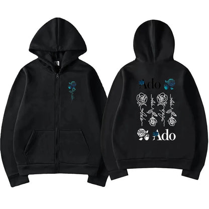 Printed zipper hooded sweatshirt vintage gold classic zipper hooded print - 𝐃𝐔𝐕𝐋𝐀𝐒𝐇𝐎𝐏