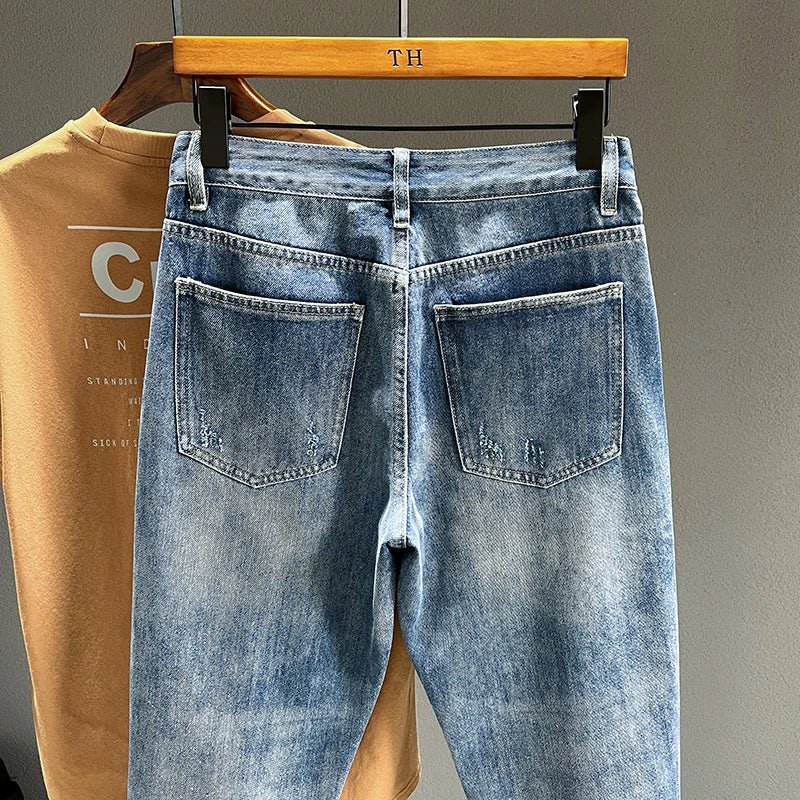 Ripped Jeans Men New Personality Fashion Vintage Blue Streetwear Baggy Denim Pants Casual Tapered Hole Frayed Trousers Male - 𝐝𝐮𝐯𝐥𝐚𝐬𝐡𝐨𝐩.𝐜𝐨𝐦