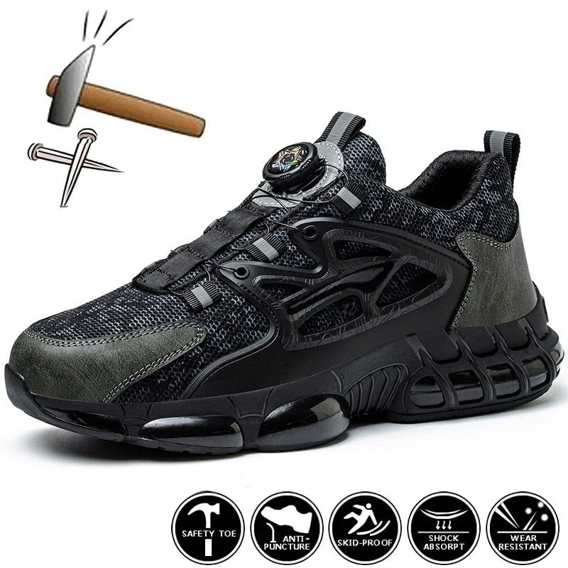 Rotating Button Safety Shoes Men Steel Toe Sneaker Air Cushion Work Shoes Man Puncture Proof Work Safety Boots Protective Shoes - 𝐃𝐔𝐕𝐋𝐀𝐒𝐇𝐎𝐏
