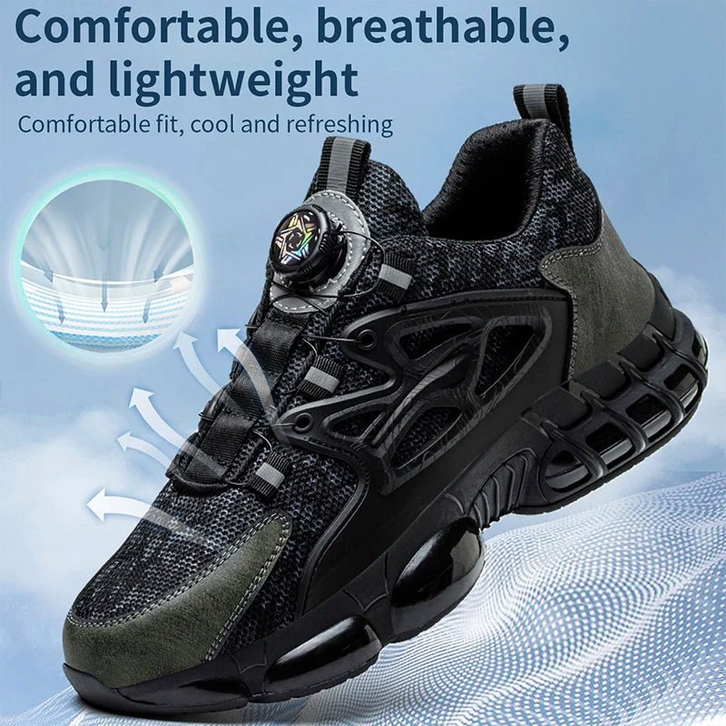 Rotating Button Safety Shoes Men Steel Toe Sneaker Air Cushion Work Shoes Man Puncture Proof Work Safety Boots Protective Shoes - 𝐃𝐔𝐕𝐋𝐀𝐒𝐇𝐎𝐏