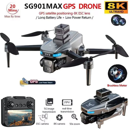SG901MAX GPS Drone 8K Professional HD Dual Camera With Screen 5G WIFI 360°Obstacle Avoidance Brushless Foldable Quadcopter Drone - 𝐝𝐮𝐯𝐥𝐚𝐬𝐡𝐨𝐩.𝐜𝐨𝐦