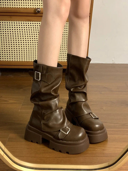 Short boots women's 2025 new spring and autumn winter retro Maillard mid boots women's - 𝐃𝐔𝐕𝐋𝐀𝐒𝐇𝐎𝐏