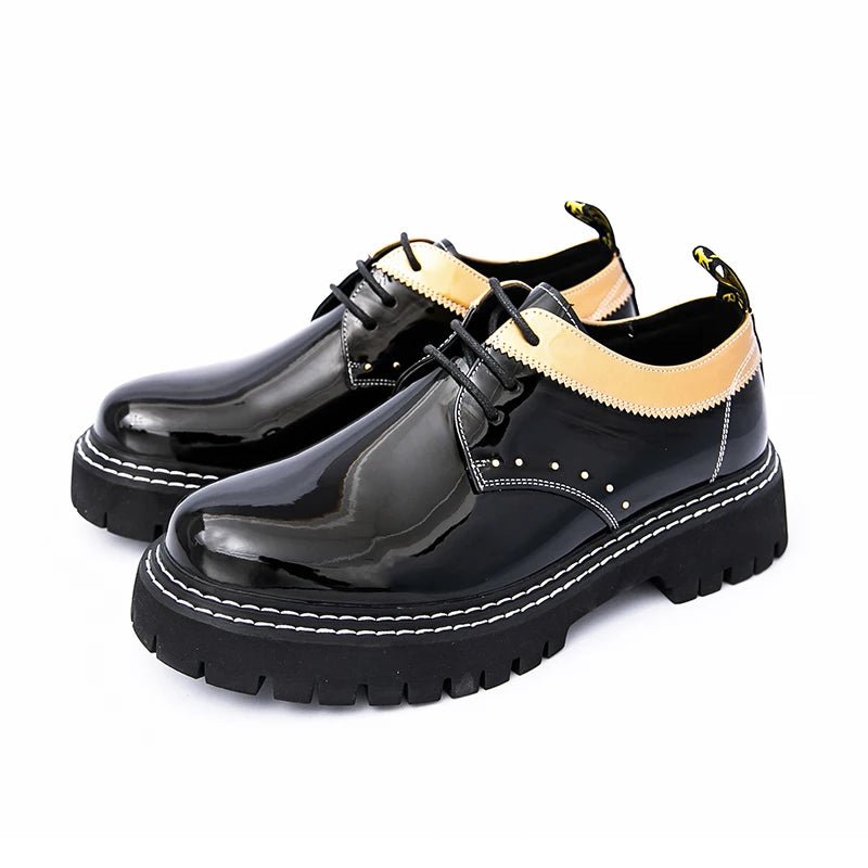 Size 38 - 46 Thick Sole Pointed Toe Formal Lace up Durable Fashion Patent Leather Dress Shoes for Men - 𝐃𝐔𝐕𝐋𝐀𝐒𝐇𝐎𝐏