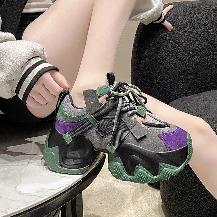 Small sports shoes with visible feet, increased height, lace up, comfortable and casual women's shoes - 𝐝𝐮𝐯𝐥𝐚𝐬𝐡𝐨𝐩.𝐜𝐨𝐦