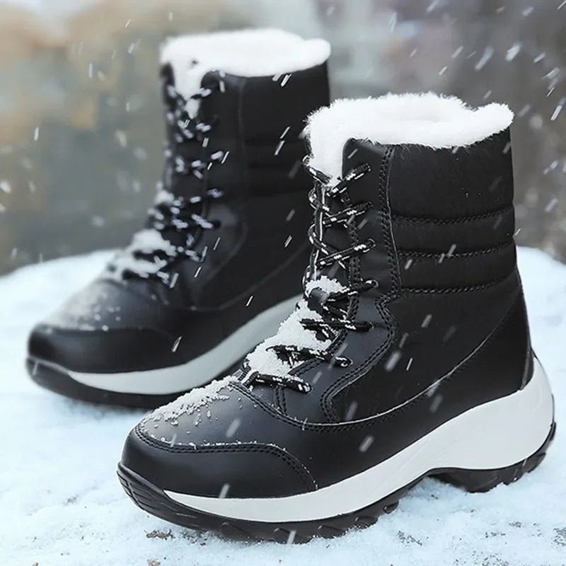 Snow Boots Women Platform Boots Non - slip Women Winter Shoes Fur Warm Ankle Boots for Women Wedges Waterproof Thigh High Boots - 𝐃𝐔𝐕𝐋𝐀𝐒𝐇𝐎𝐏