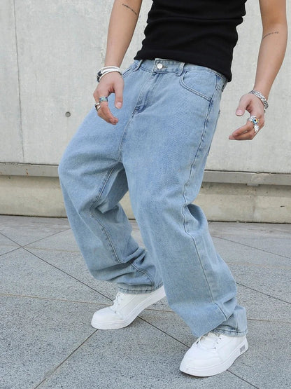 Spring Autumn Men Baggy Jeans Oversize Straight Loose Casual Denim Trousers Solid Color Streetwear Fashion Y2k Wide Leg Pants - 𝐝𝐮𝐯𝐥𝐚𝐬𝐡𝐨𝐩.𝐜𝐨𝐦
