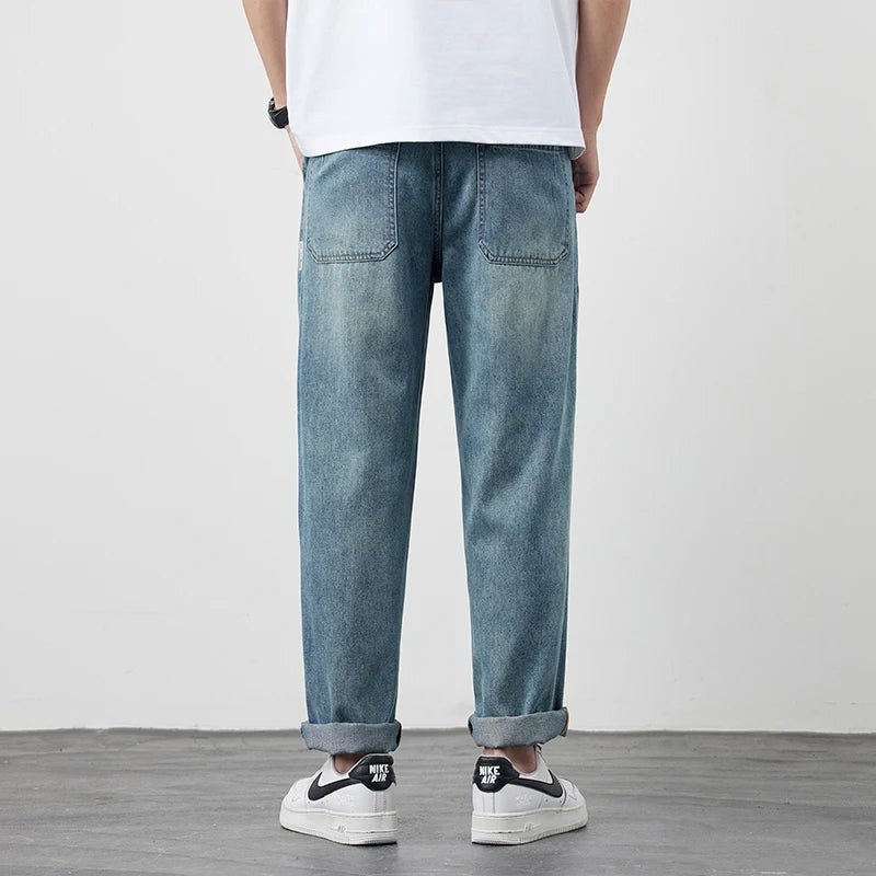 Summer Ice Silk LyocellTencel straight jeans men's light blue retro loose small straight tube elastic denim thin version pants - 𝐃𝐔𝐕𝐋𝐀𝐒𝐇𝐎𝐏
