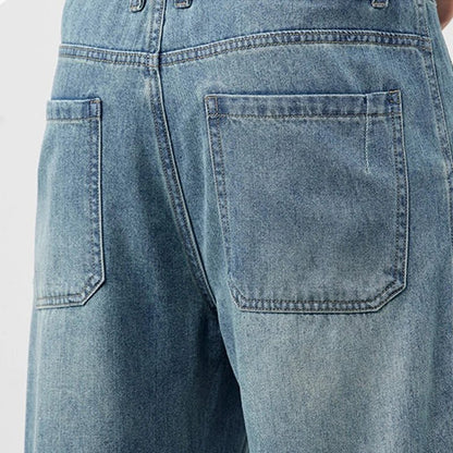 Summer Ice Silk LyocellTencel straight jeans men's light blue retro loose small straight tube elastic denim thin version pants - 𝐝𝐮𝐯𝐥𝐚𝐬𝐡𝐨𝐩.𝐜𝐨𝐦