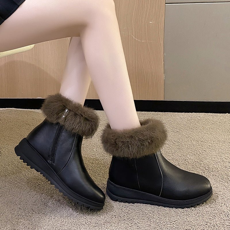 Thick and warm cotton shoes with added fleece, flat bottom and anti slip short tube bread shoes - 𝐝𝐮𝐯𝐥𝐚𝐬𝐡𝐨𝐩.𝐜𝐨𝐦