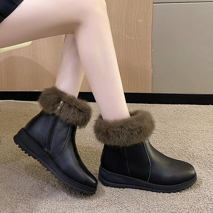 Thick and warm cotton shoes with added fleece, flat bottom and anti slip short tube bread shoes - 𝐝𝐮𝐯𝐥𝐚𝐬𝐡𝐨𝐩.𝐜𝐨𝐦