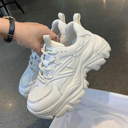 Thick Soled Sports Women's Shoes 2024 New Mesh Breathable and Versatile Height Increasing Casual Sports Vulcanized Shoes Sneaker - 𝐃𝐔𝐕𝐋𝐀𝐒𝐇𝐎𝐏