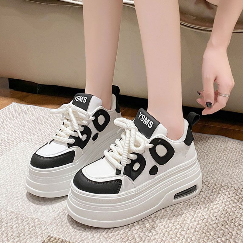 Thick soled white shoes for women, versatile and popular panda shoes, slimming and niche casual sponge shoes - 𝐝𝐮𝐯𝐥𝐚𝐬𝐡𝐨𝐩.𝐜𝐨𝐦