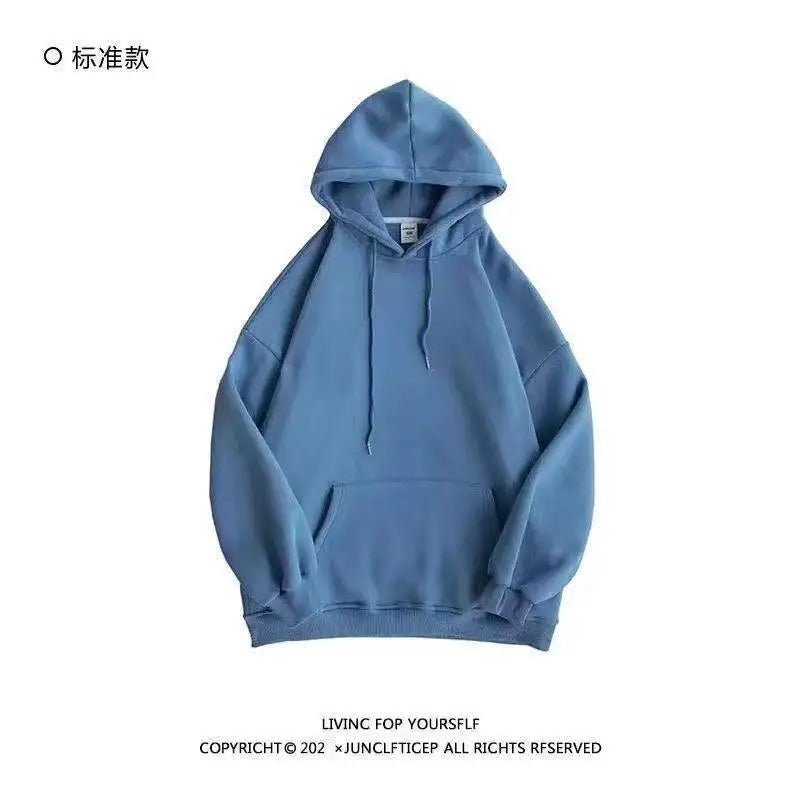 Thickened Fleece Hooded Sweatshirt Men's Solid Color Winter Jacket Korean Style Casual Wear Polyester Fabric Long Sleeve - 𝐃𝐔𝐕𝐋𝐀𝐒𝐇𝐎𝐏