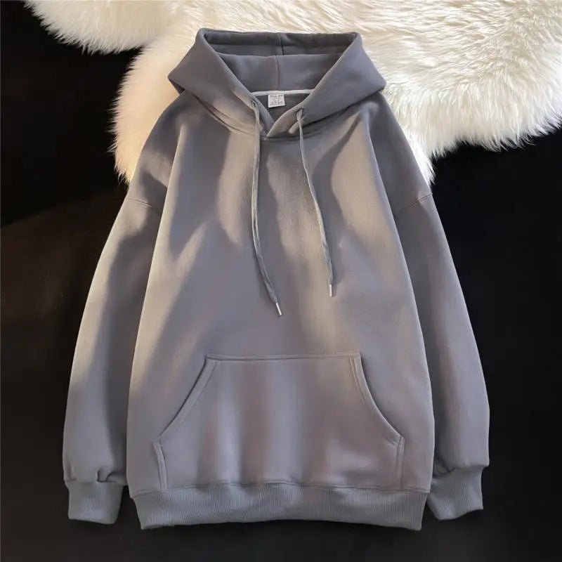 Thickened Fleece Hooded Sweatshirt Men's Solid Color Winter Jacket Korean Style Casual Wear Polyester Fabric Long Sleeve - 𝐃𝐔𝐕𝐋𝐀𝐒𝐇𝐎𝐏