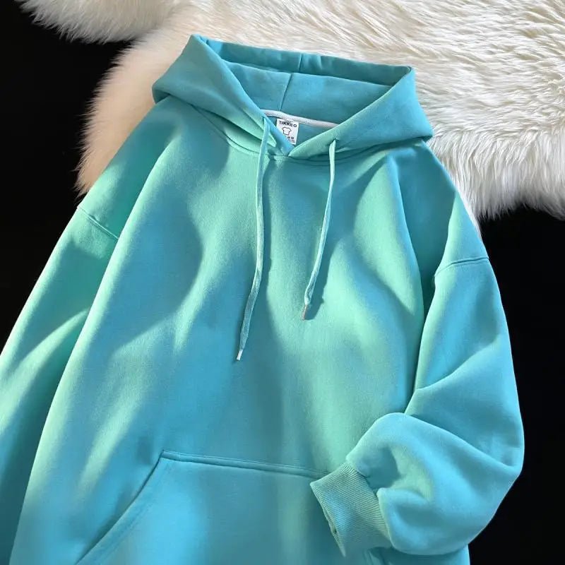Thickened Fleece Hooded Sweatshirt Men's Solid Color Winter Jacket Korean Style Casual Wear Polyester Fabric Long Sleeve - 𝐃𝐔𝐕𝐋𝐀𝐒𝐇𝐎𝐏