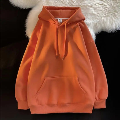 Thickened Fleece Hooded Sweatshirt Men's Solid Color Winter Jacket Korean Style Casual Wear Polyester Fabric Long Sleeve - 𝐃𝐔𝐕𝐋𝐀𝐒𝐇𝐎𝐏