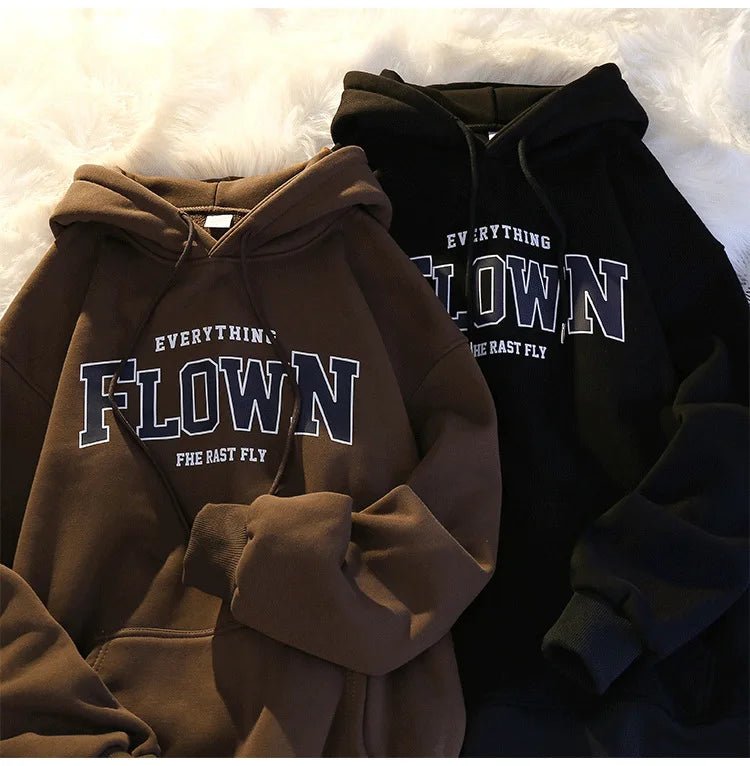 Thickened Fleece Hoodie Women's Autumn Winter American Retro Letter Loose BF Style Casual Jacket Comfortable Polyester Long S... - 𝐃𝐔𝐕𝐋𝐀𝐒𝐇𝐎𝐏