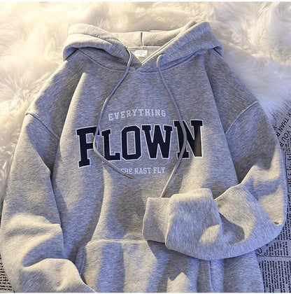 Thickened Fleece Hoodie Women's Autumn Winter American Retro Letter Loose BF Style Casual Jacket Comfortable Polyester Long S... - 𝐃𝐔𝐕𝐋𝐀𝐒𝐇𝐎𝐏