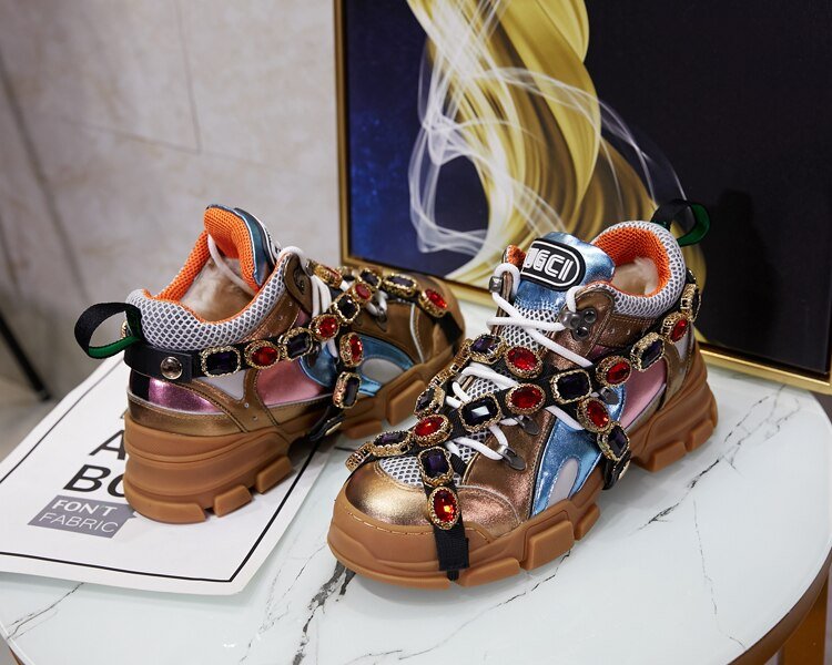 Trainers Rhinestone Sneakers Women Platform Thick Sole Muffin Flats Diamond Elevator Creepers Shoes High Quality Mesh Crystal - 𝐝𝐮𝐯𝐥𝐚𝐬𝐡𝐨𝐩.𝐜𝐨𝐦