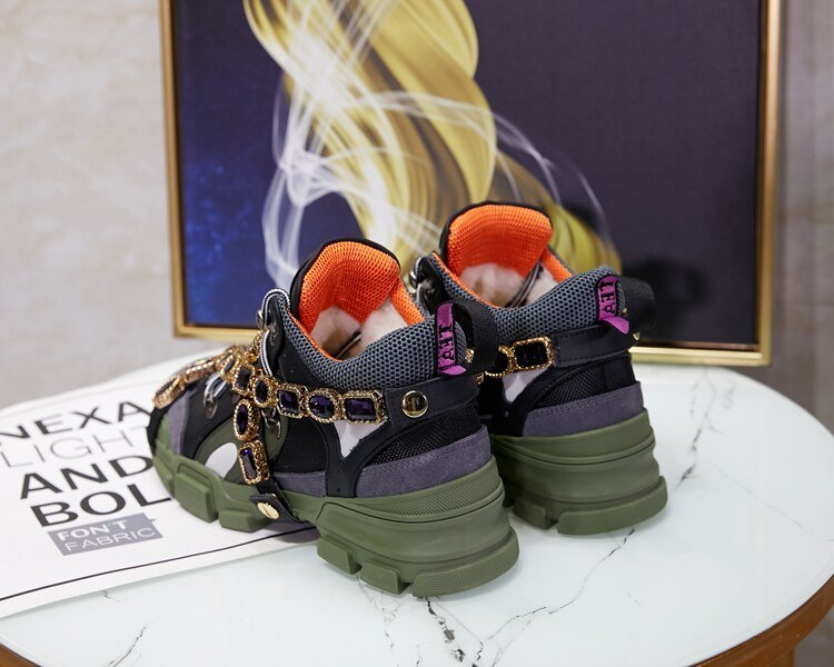 Trainers Rhinestone Sneakers Women Platform Thick Sole Muffin Flats Diamond Elevator Creepers Shoes High Quality Mesh Crystal - 𝐝𝐮𝐯𝐥𝐚𝐬𝐡𝐨𝐩.𝐜𝐨𝐦