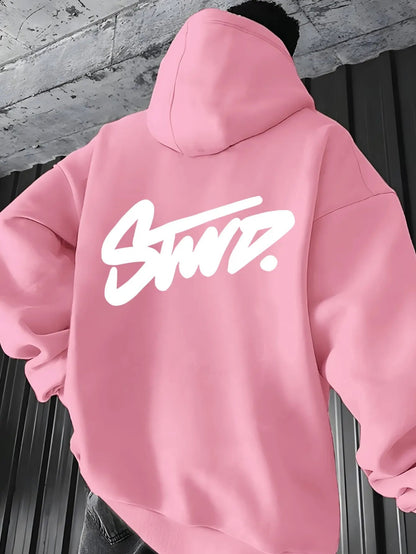 Trendy Hoodie with "swd" Print Design, Kangaroo Pocket, Casual Wear for Couples, All - Season Pullover with Drawstring Hood - 𝐃𝐔𝐕𝐋𝐀𝐒𝐇𝐎𝐏