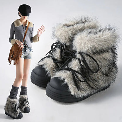 Туфли Winter Women Snow Boots Warm High Top Plush Cotton Shoes 2025new Women's Ankle Boots Simple Temperament Woman Shoes Botas - 𝐃𝐔𝐕𝐋𝐀𝐒𝐇𝐎𝐏