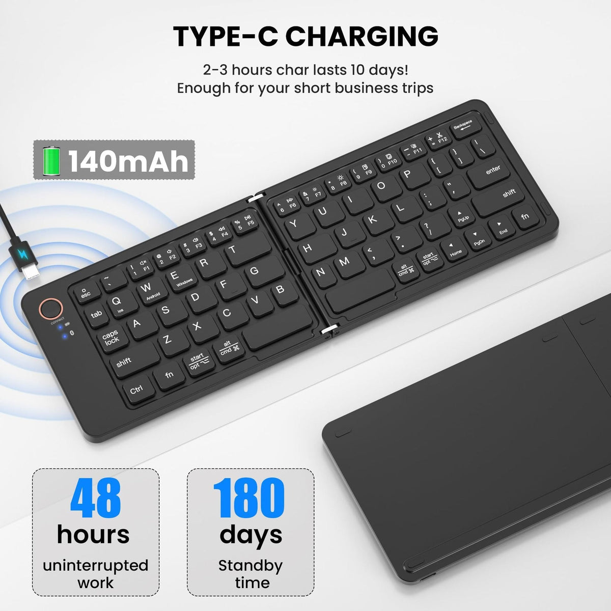 Ultra slim folding portable charging dual - mode Bluetooth keyboard with one click connection - 𝐝𝐮𝐯𝐥𝐚𝐬𝐡𝐨𝐩.𝐜𝐨𝐦