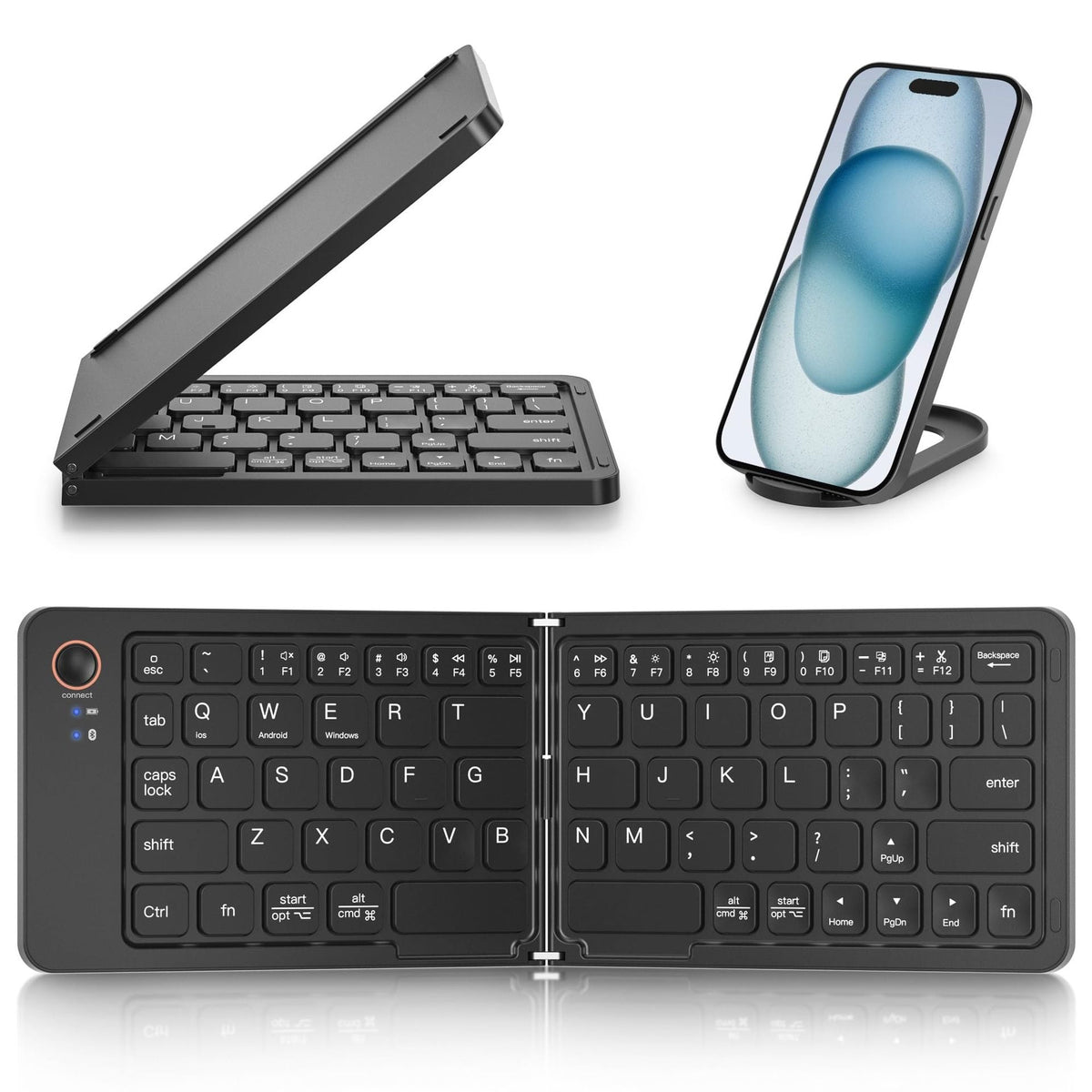 Ultra slim folding portable charging dual - mode Bluetooth keyboard with one click connection - 𝐝𝐮𝐯𝐥𝐚𝐬𝐡𝐨𝐩.𝐜𝐨𝐦