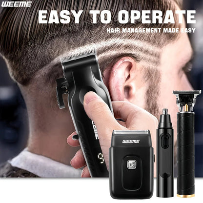 WEEME 4 in 1 Men Grooming Kit LCD Display USB Rechargeable Hair Clipper Beard Trimmer Nose Trimmer T - Blade Shaver Gift for Dad - 𝐝𝐮𝐯𝐥𝐚𝐬𝐡𝐨𝐩.𝐜𝐨𝐦