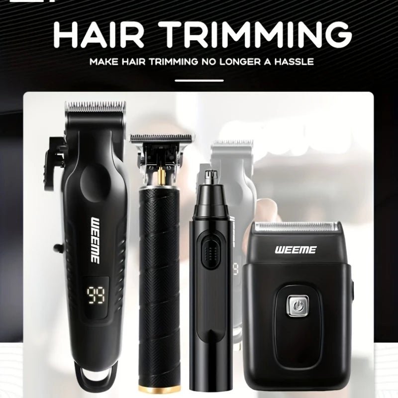 WEEME 4 in 1 Men Grooming Kit LCD Display USB Rechargeable Hair Clipper Beard Trimmer Nose Trimmer T - Blade Shaver Gift for Dad - 𝐝𝐮𝐯𝐥𝐚𝐬𝐡𝐨𝐩.𝐜𝐨𝐦