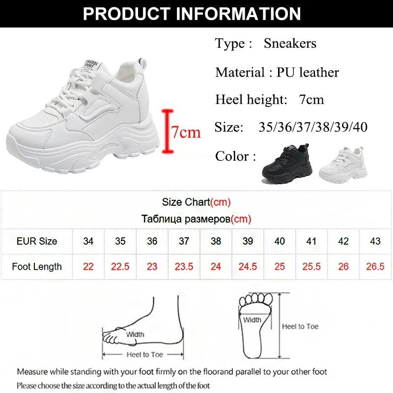 White Platform Women's Sneakers 2024 Spring Lace - Up Thick Bottom Vulcanize Shoes Woman Pu Leather Breathable Sports Shoes Ladies - 𝐃𝐔𝐕𝐋𝐀𝐒𝐇𝐎𝐏