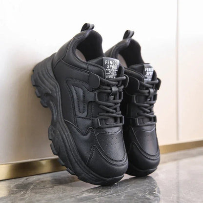 White Platform Women's Sneakers 2024 Spring Lace - Up Thick Bottom Vulcanize Shoes Woman Pu Leather Breathable Sports Shoes Ladies - 𝐃𝐔𝐕𝐋𝐀𝐒𝐇𝐎𝐏