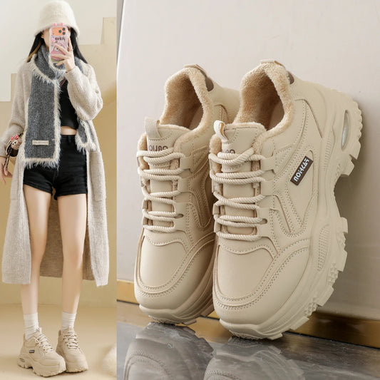 Winter cotton shoes, fleece - lined dad sneakers, women's shoes, slip - resistant and wear - resistant, K610 - 𝐃𝐔𝐕𝐋𝐀𝐒𝐇𝐎𝐏