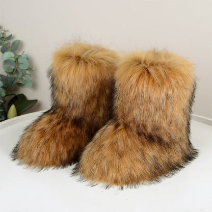 Winter Fuzzy Boots Women Shoes Fluffy Fur Snow Boots Plush lining Slip - on Rubber Flat Outdoor Bowtie Warm Ladies Footwear - 𝐝𝐮𝐯𝐥𝐚𝐬𝐡𝐨𝐩.𝐜𝐨𝐦