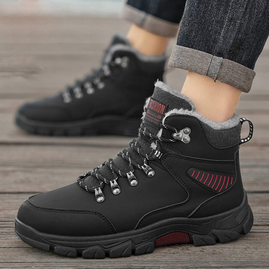 Winter new warm cotton shoes with added fleece outdoor hiking shoes thick soled snow boots high top men's shoes - 𝐃𝐔𝐕𝐋𝐀𝐒𝐇𝐎𝐏