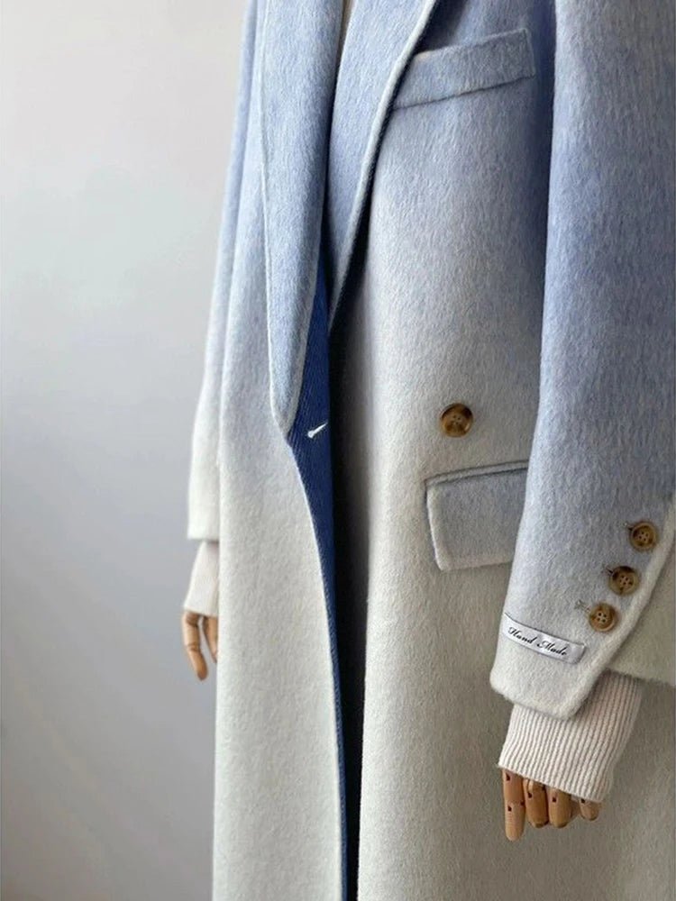 Winter Women Vintage Long Woolen Coat Fashion Long Sleeve Jackets Chic Gradient Outerwear Korean Ladies Casual Overcoat - 𝐝𝐮𝐯𝐥𝐚𝐬𝐡𝐨𝐩.𝐜𝐨𝐦