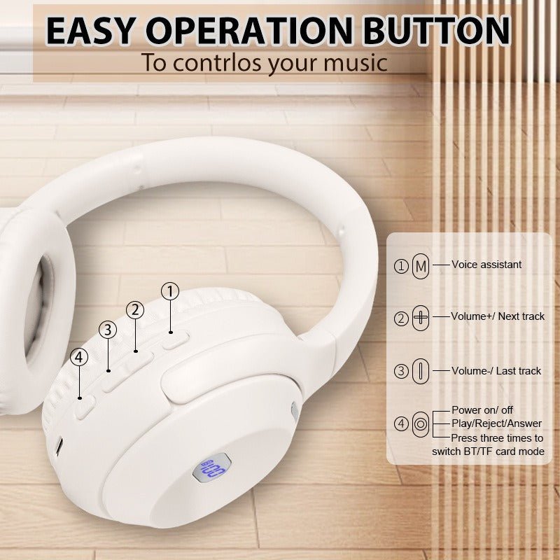 Wireless Bluetooth headset with battery display long battery life and foldable design - 𝐝𝐮𝐯𝐥𝐚𝐬𝐡𝐨𝐩.𝐜𝐨𝐦