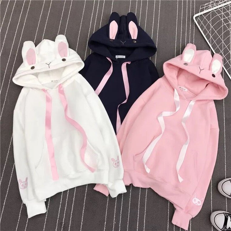 Women Cute Bunny Hoodie Long Sleeve Hoodie Lovely Female Rabbit Hoody Sweatshirts Loose Size Lovely Cotton Treetwear - 𝐝𝐮𝐯𝐥𝐚𝐬𝐡𝐨𝐩.𝐜𝐨𝐦