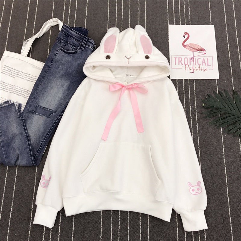 Women Cute Bunny Hoodie Long Sleeve Hoodie Lovely Female Rabbit Hoody Sweatshirts Loose Size Lovely Cotton Treetwear - 𝐝𝐮𝐯𝐥𝐚𝐬𝐡𝐨𝐩.𝐜𝐨𝐦
