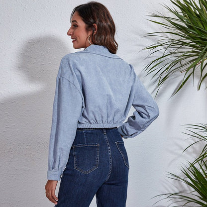 Women Fall And Winter Corduroy Jacket Long Sleeve Short Jacket - 𝐝𝐮𝐯𝐥𝐚𝐬𝐡𝐨𝐩.𝐜𝐨𝐦