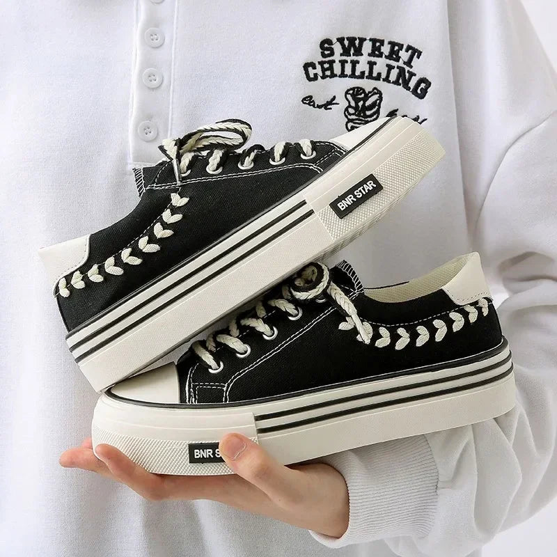 Women Outdoor Trainers Platform Canvas Shoes Height Increasing Chunky Sneakers Young Girls Outdoor Training Women Casual Shoes - 𝐃𝐔𝐕𝐋𝐀𝐒𝐇𝐎𝐏