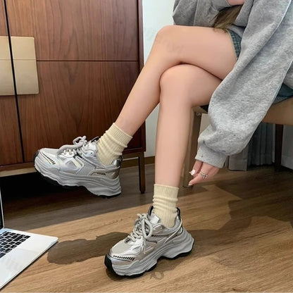 Women Platform Sneakers Autumn Winter New Height Increase Outdoor Non Slip Vulcanized Shoes Comfortable Plush Warm Casual Shoes - 𝐃𝐔𝐕𝐋𝐀𝐒𝐇𝐎𝐏