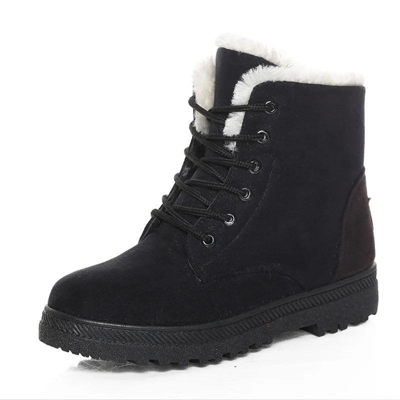 Women's Boots Warm Fur Botas Mujer 2025 Winter Shoes For Woman Snow Boots Low Heels Ankle Boots Winter Black Footwear Female - 𝐃𝐔𝐕𝐋𝐀𝐒𝐇𝐎𝐏