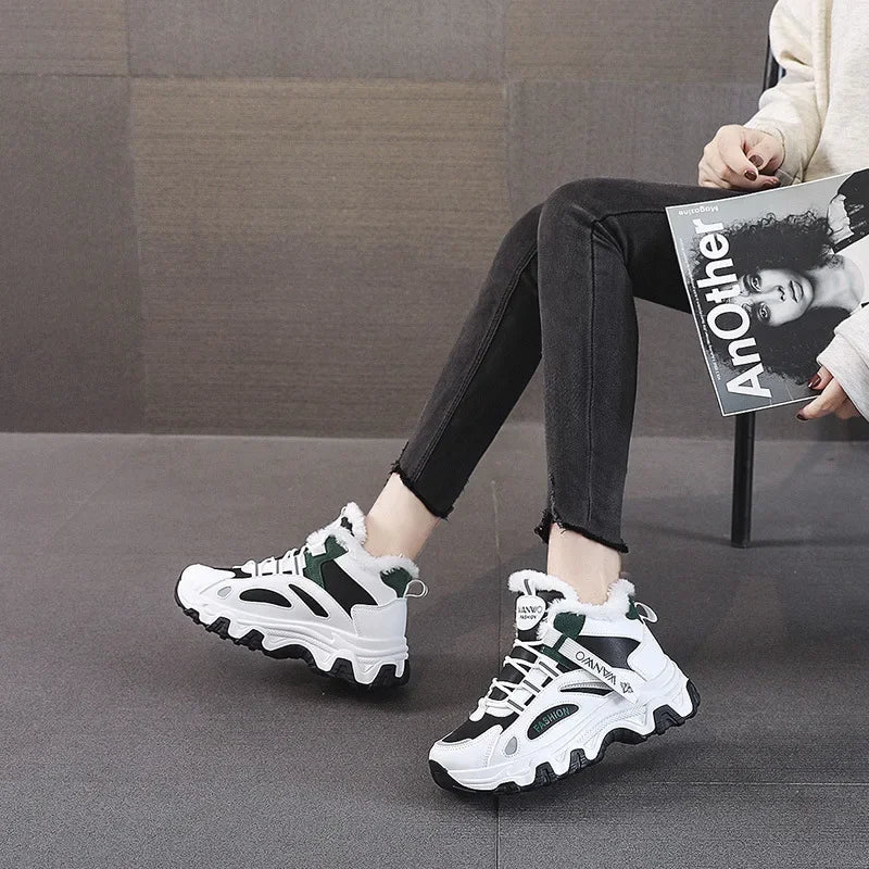 Women's Casual Sneakers Non Slip Comfortable Sports Shoes Women Winter Outdoor Vulcanized Shoes Woman Fleece Walking Trainers - 𝐃𝐔𝐕𝐋𝐀𝐒𝐇𝐎𝐏