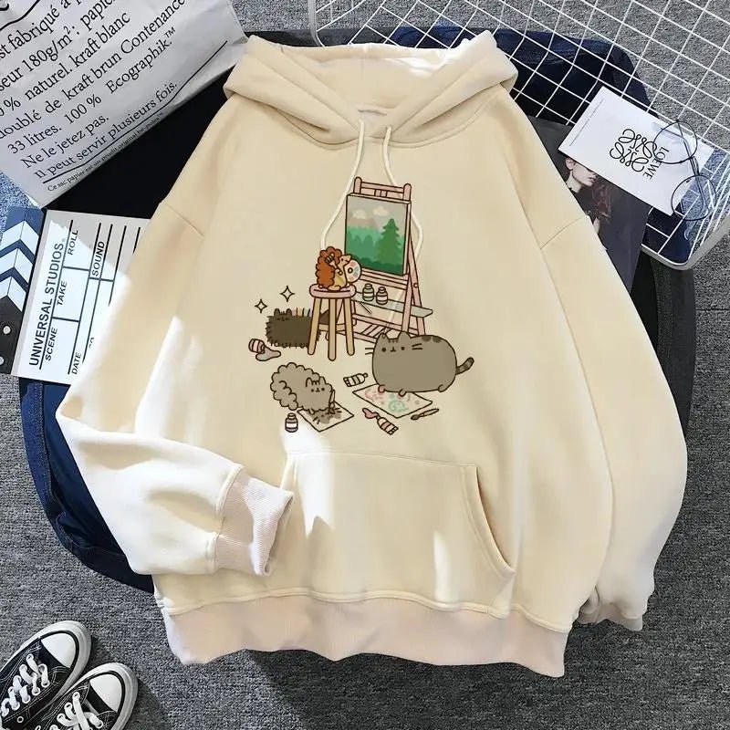 Women's cat hooded sweatshirt 2024 cartoon costume Korean Harajuku Kawai style oversized - 𝐃𝐔𝐕𝐋𝐀𝐒𝐇𝐎𝐏